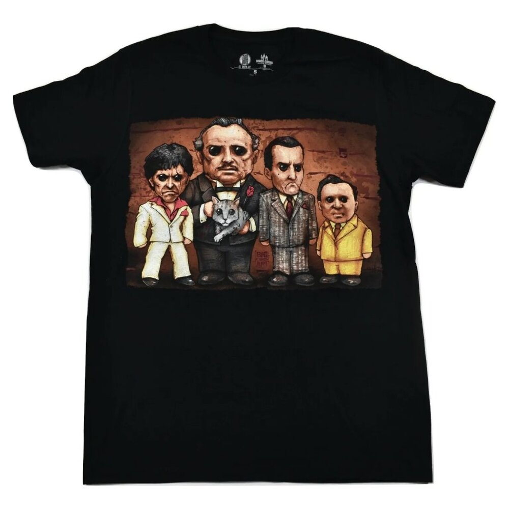 Get Down Art Mens Movie Mobster LineUp Godfather Scarface Chibi Shirt New